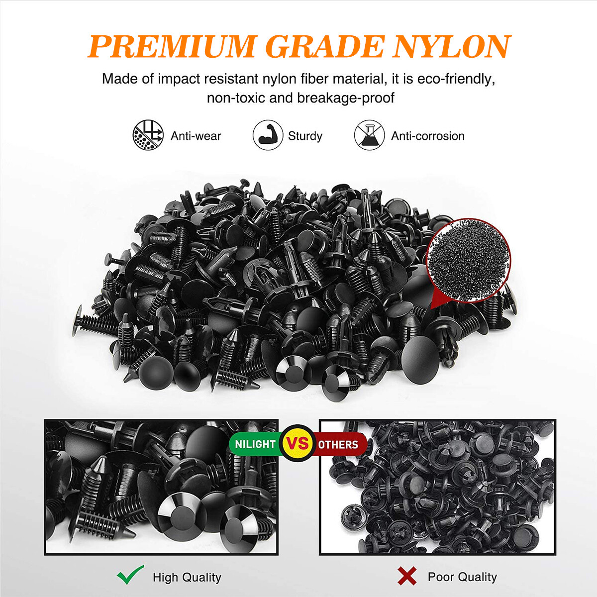 240PCS Bumper Retainer Clips Car Plastic Rivets Fasteners Push Retainer Kit
