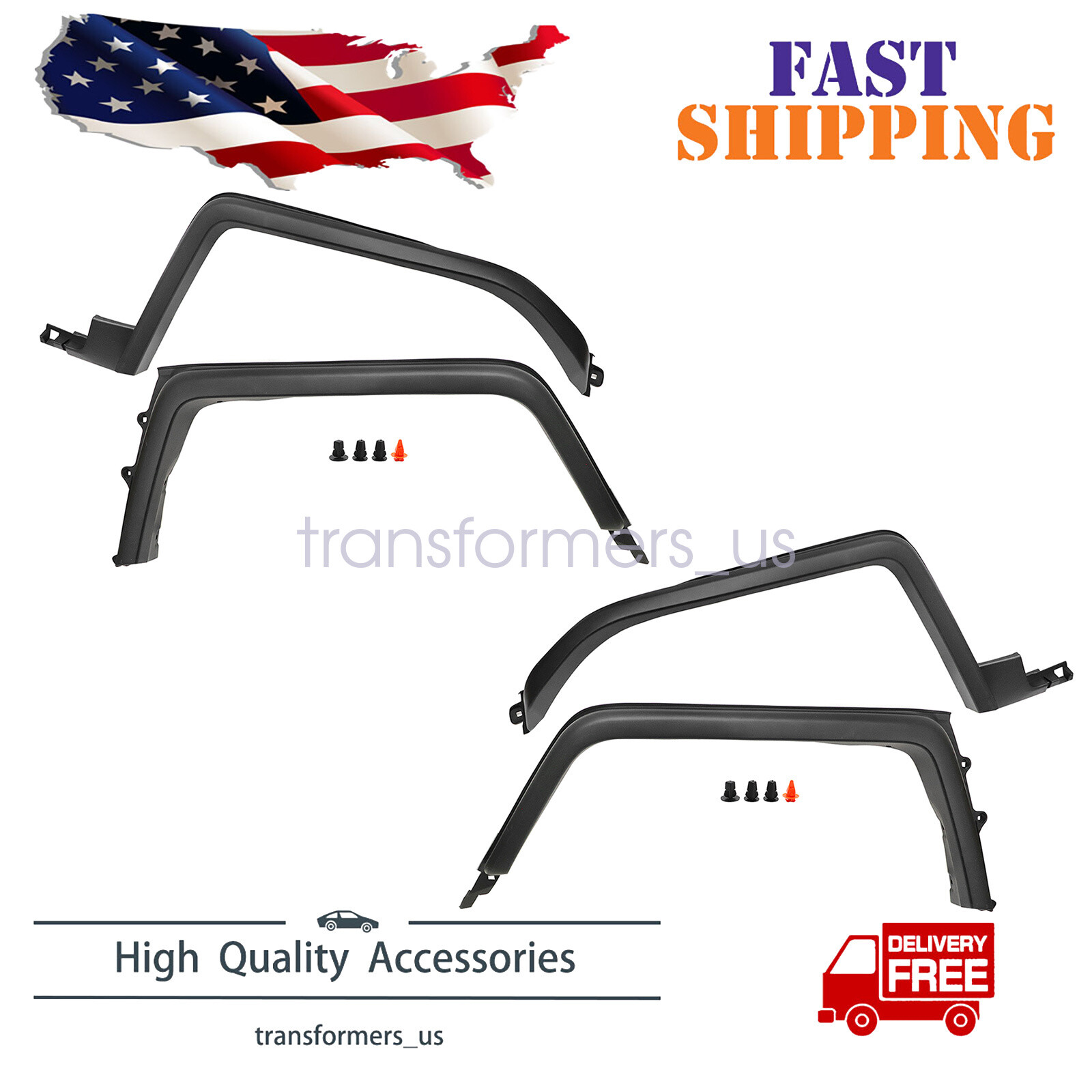 FRONT & REAR LEFT& RIGHT FLARE MOLDING FITS FOR 2007-2014 TOYOTA FJ CRUISER NEW