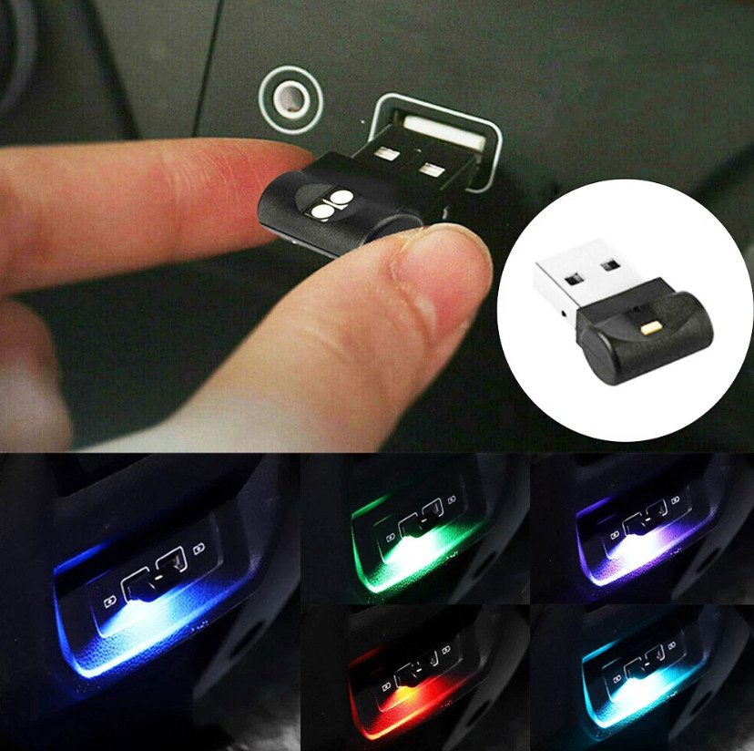 1x USB LED Car Neon Atmosphere Ambient Light Bulb Mini Lamp Interior-Accessories