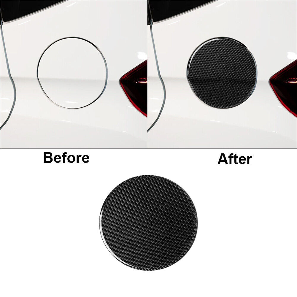 Carbon Fiber Texture Add-on Gas Fuel Door Cover Trim For Honda FIT JAZZ 2014-18