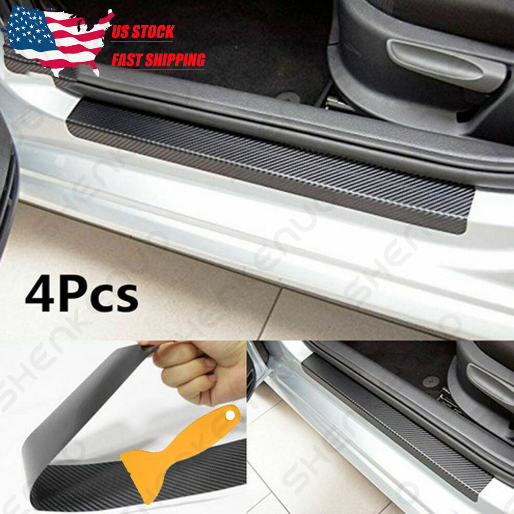 4PC 4D Car Door Sill Protector Carbon Fiber Sticker For Chevy Silverado Z71