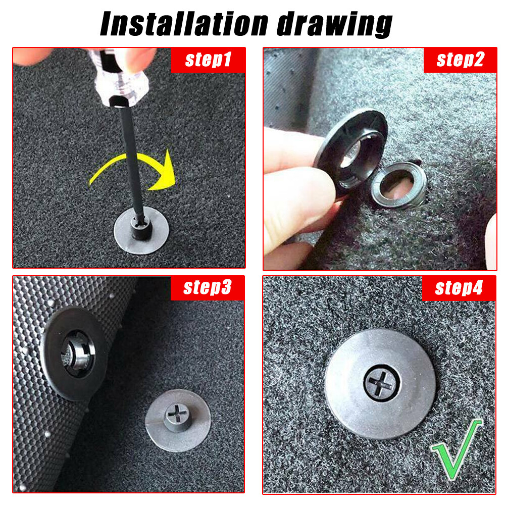 10pcs Black Floor Mat Clips Carpet Retainer Fixing Holders Grips Accessories