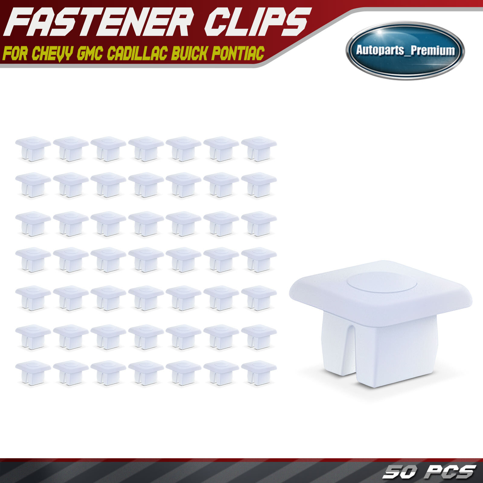 50Pcs 1/4 in. (#14) Screw License Plate Nut Bracket Clip for Chevy GMC Cadillac