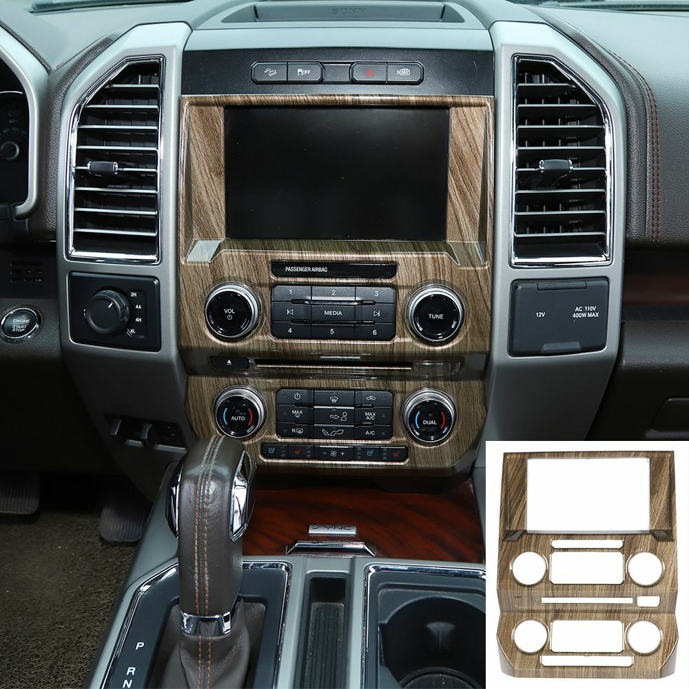 Central Control Navigation Panel Trim Decor Cover for Ford F150 15-20 Wood grain