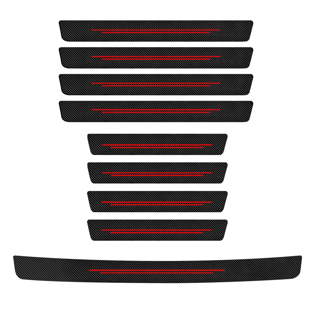 9X For Chevrolet Front & Rear Red Door Sill Scratch Protector Guards Scuff Cover