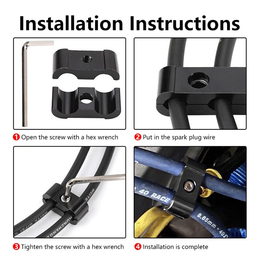 3x Metal Aluminum Car Engine Spark Plug Wire Separator Divider Fit for 8/9/10mm
