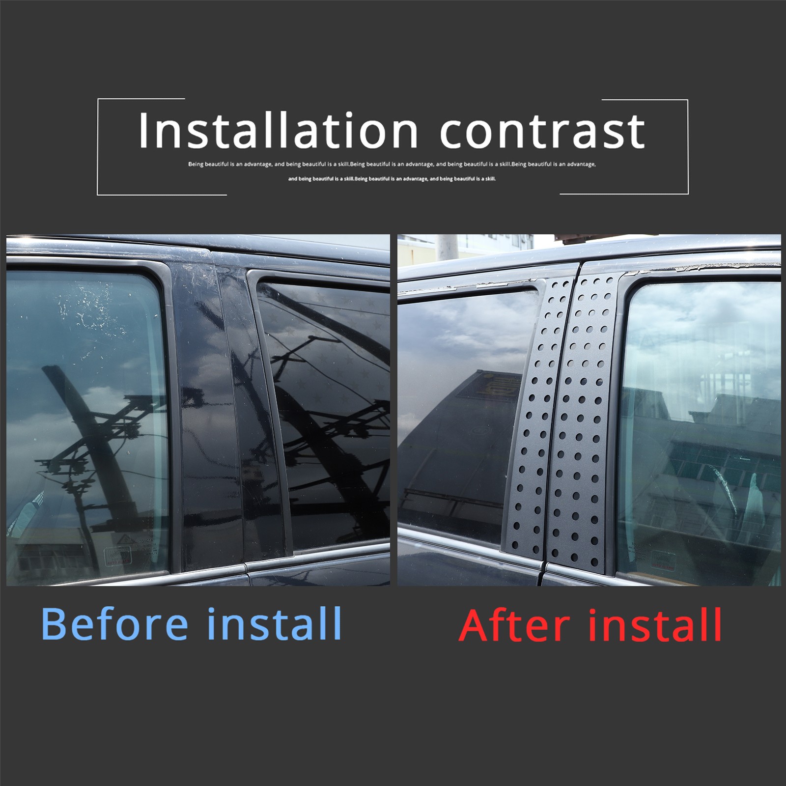 Aluminum Alloy Window Center Pillar Trim Panel Cover For Toyota FJ Cruiser 07-21