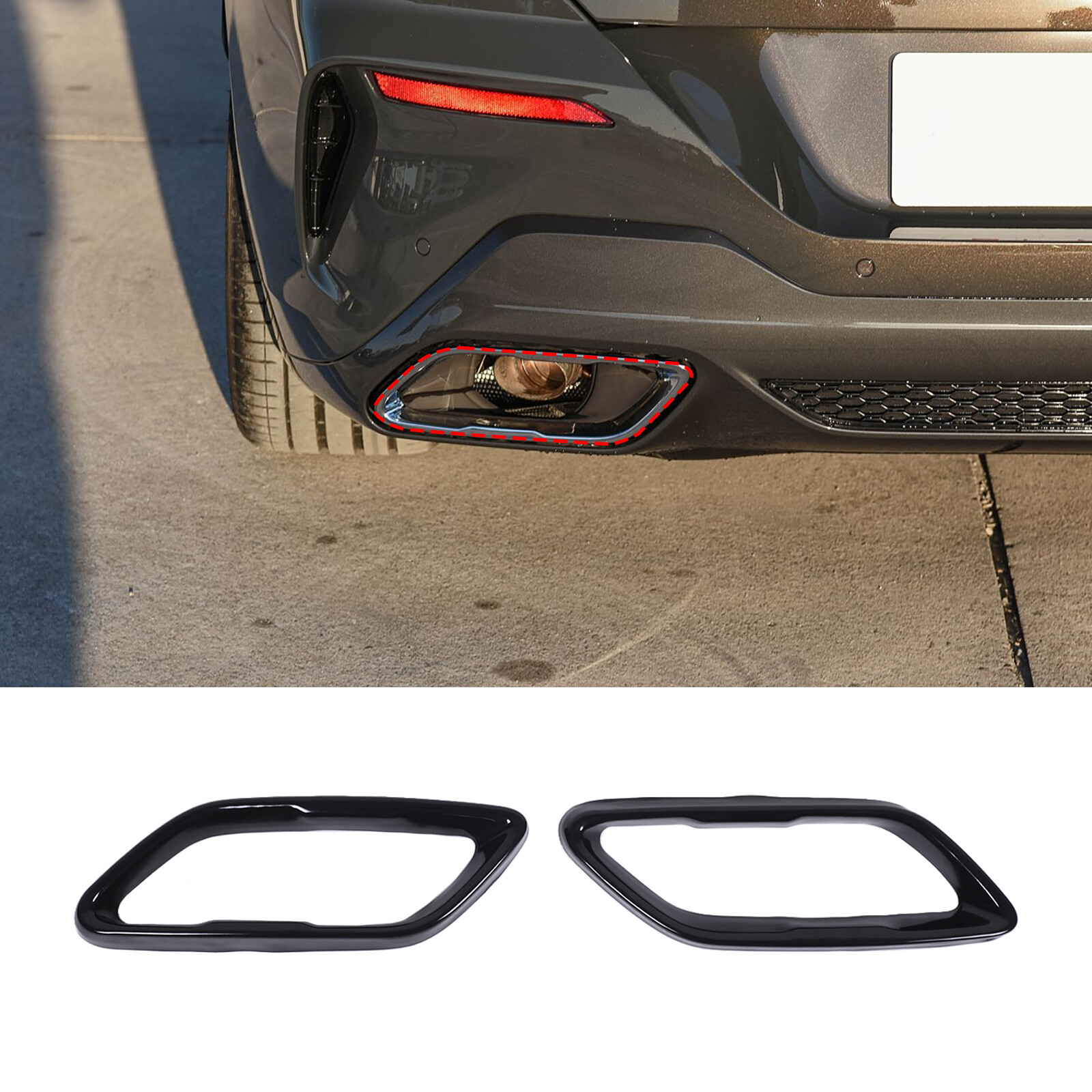 Gloss Black Stainless Rear Bumper End Cover Fits BMW 840i M850i Coupe 2021-2024