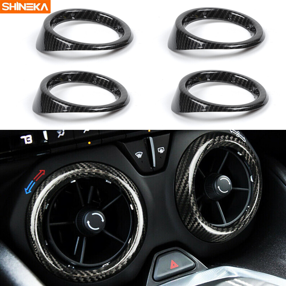Carbon Fiber Air Vent Outlet Ring Cover Trim For Chevy Camaro 2016+ Accessories