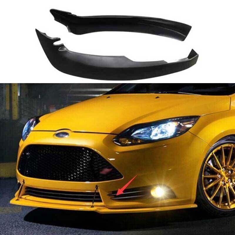 Primer Black 2012-2014 2PC For Ford Focus ST Front Bumper Lower Strip Guard Trim