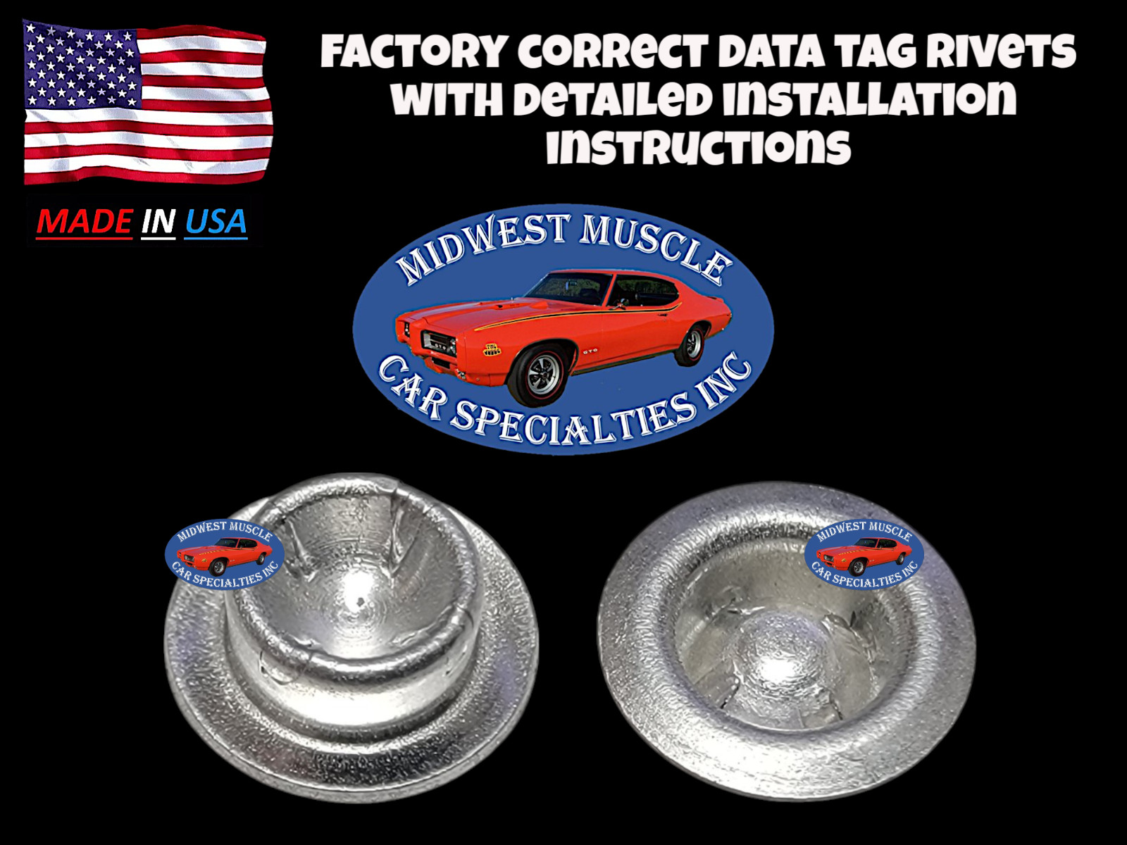 GM Chevy Pontiac Oldsmobile Factory Correct Firewall Cowl Data Plate Tag Rivets