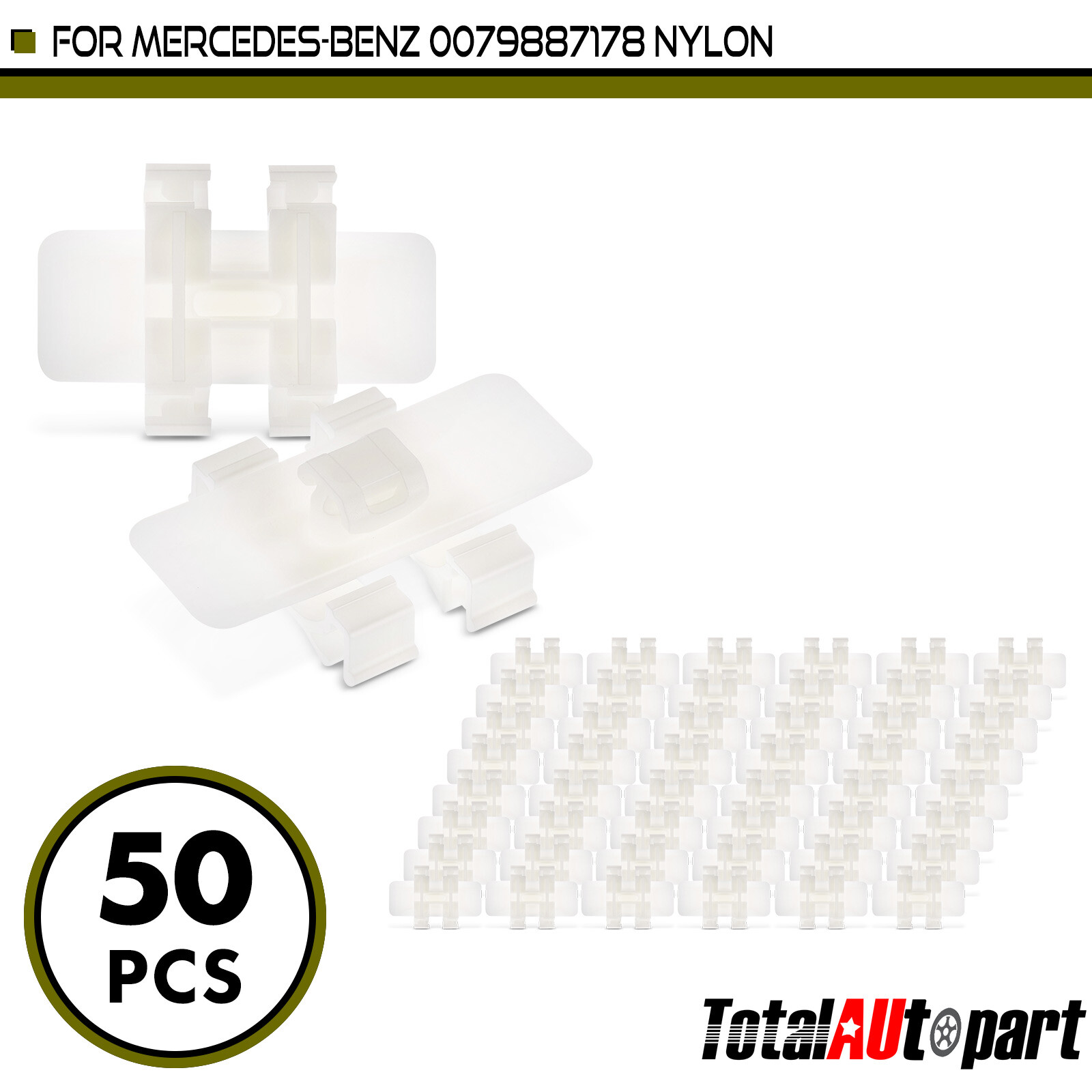 50Pcs White Belt Door Moulding Clip Retainers for Mercedes-Benz C220 C230 48mm