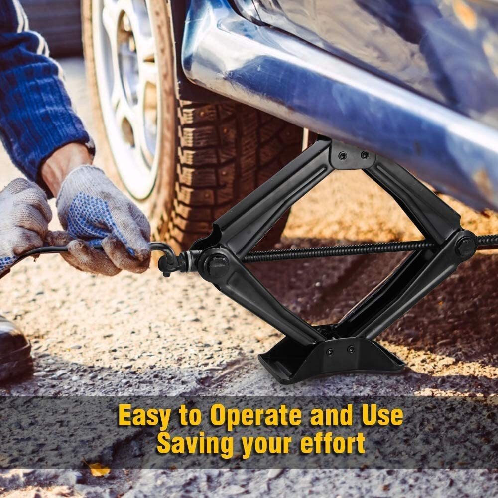 Scissor Jack 2 Ton w Handle+Spare Tire Repair Kit Extendable Lug Wrench Garage