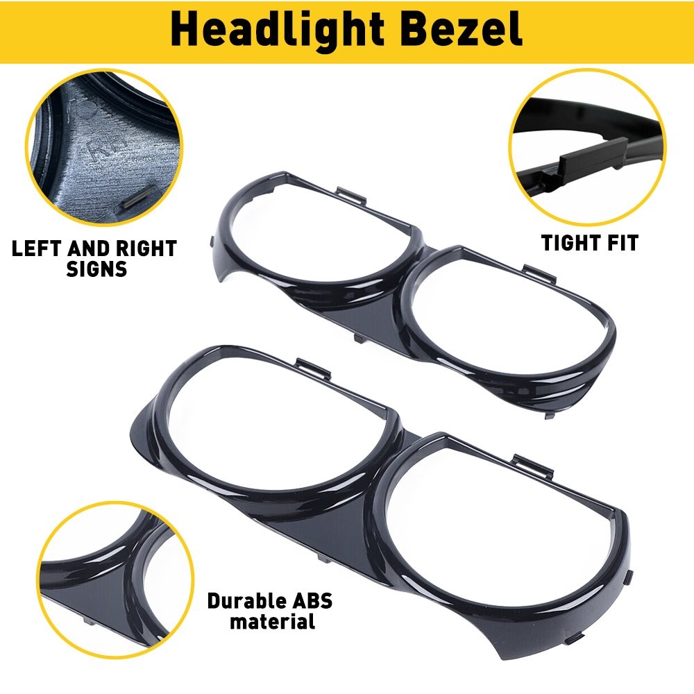 Front Headlight Bezel Lamp Trim Left Right & for 2015-20 Dodge Challenger