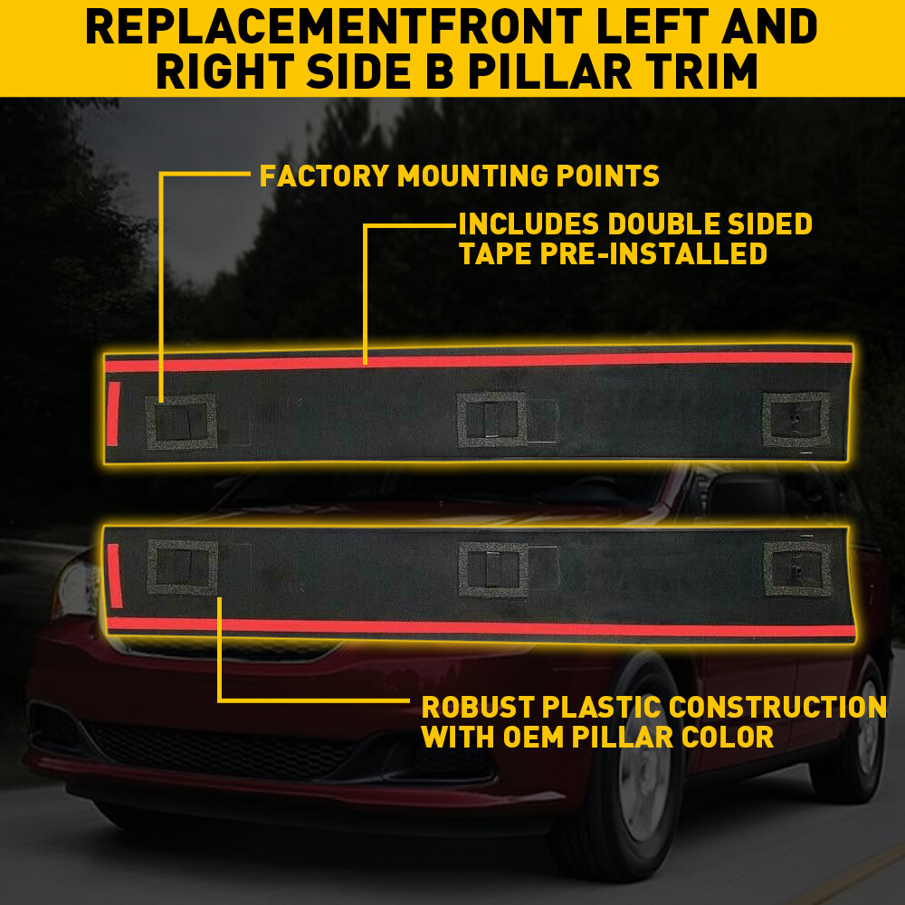2x Front Right + Left Door B-Pillar Applique Trim For 08-16 Town Country Caravan