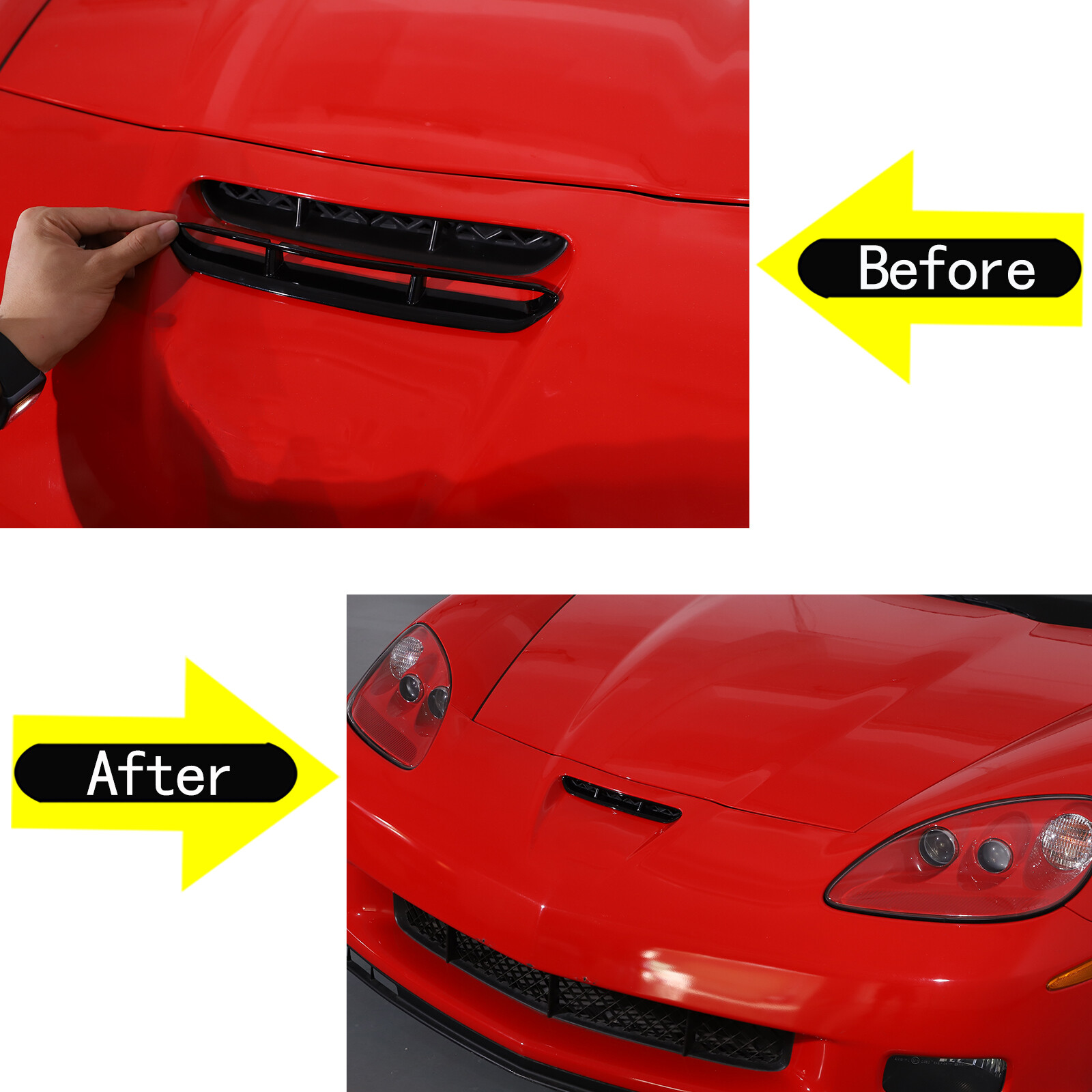 ABS Glossy Black Front Fender Vent Frame Trim For Corvette C6 2005-2013