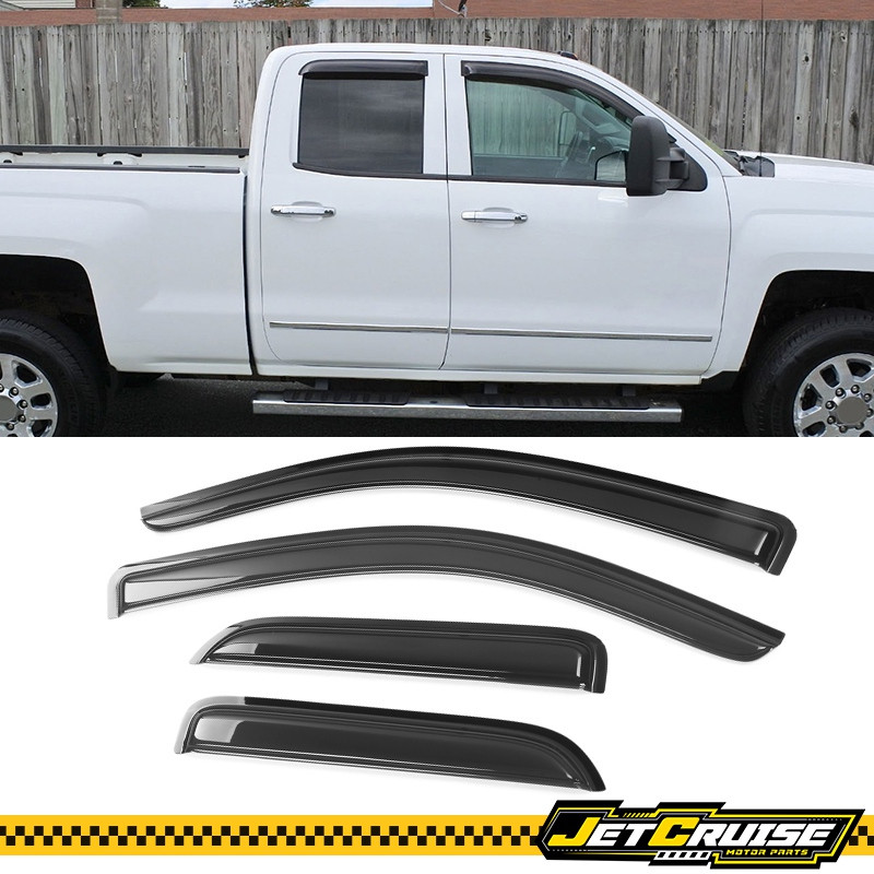 Fits 14-19 Chevy Silverado GMC Sierra Extended Cab Acrylic Window Visors 4pcs