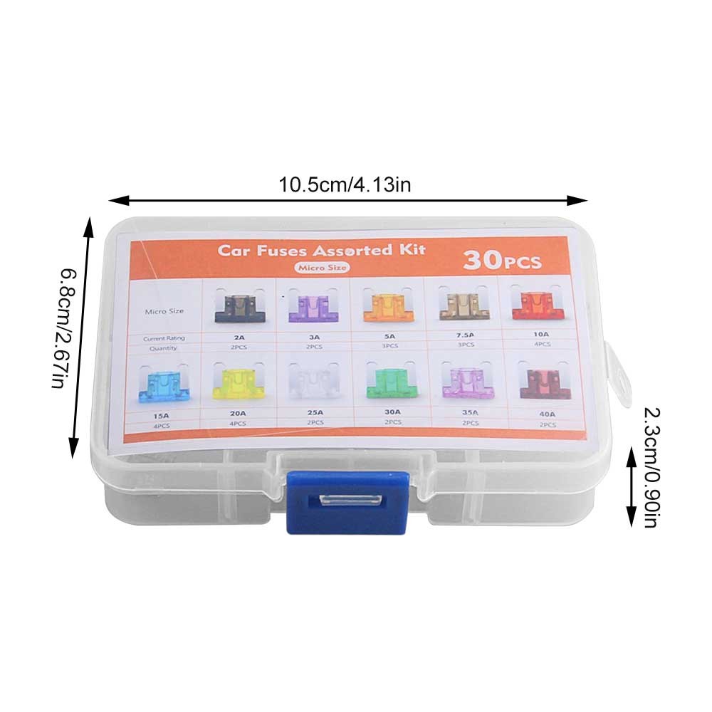 30Pcs Car Blade Fuse Assortment Assorted Kit 2A-40A for Auto Truck Automotive