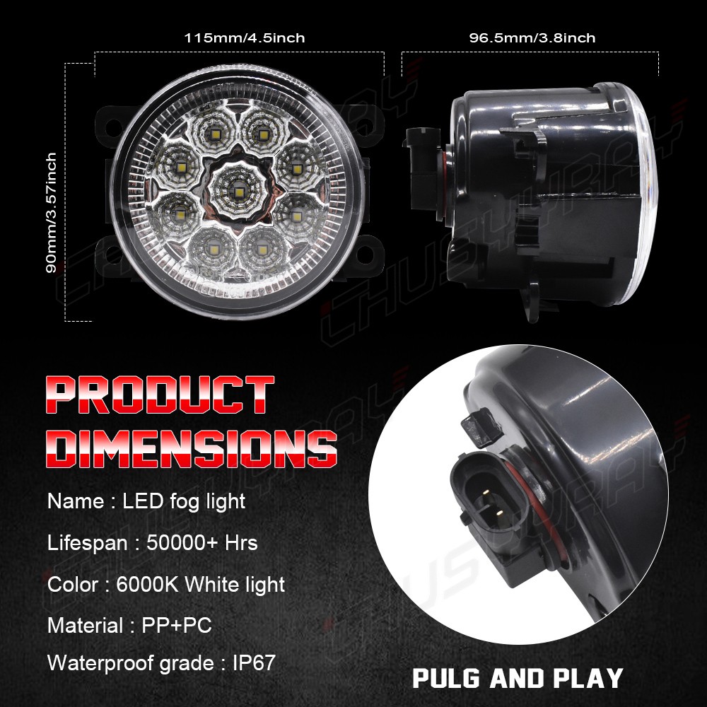 2x Drive Side Fog Light Lamp H11 Bulbs 55W Left&Right Side Auto Car Accessories