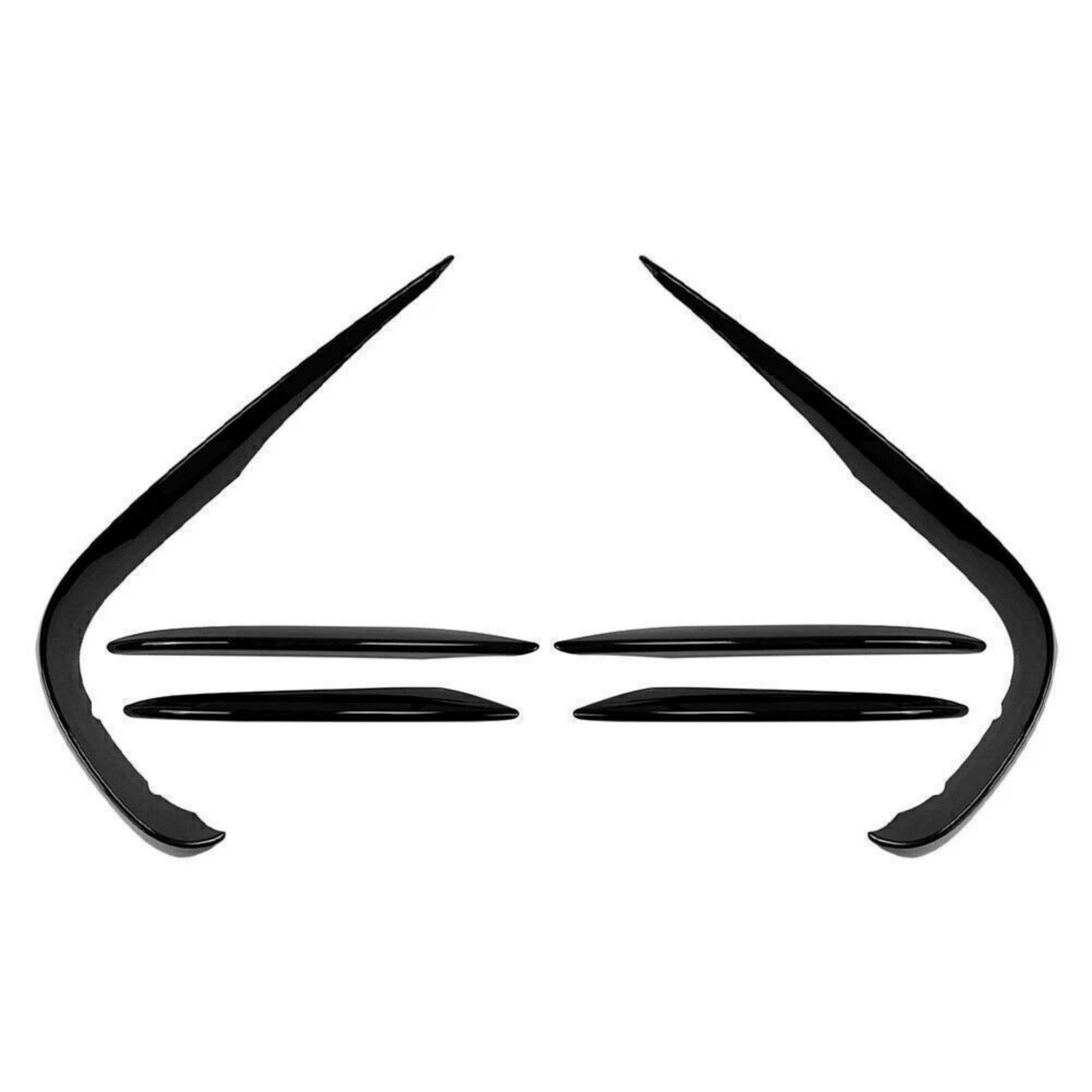 For Benz E-Class W213 16-2020 Black Glossy Front Bumper Lip Spoiler Fins Canards