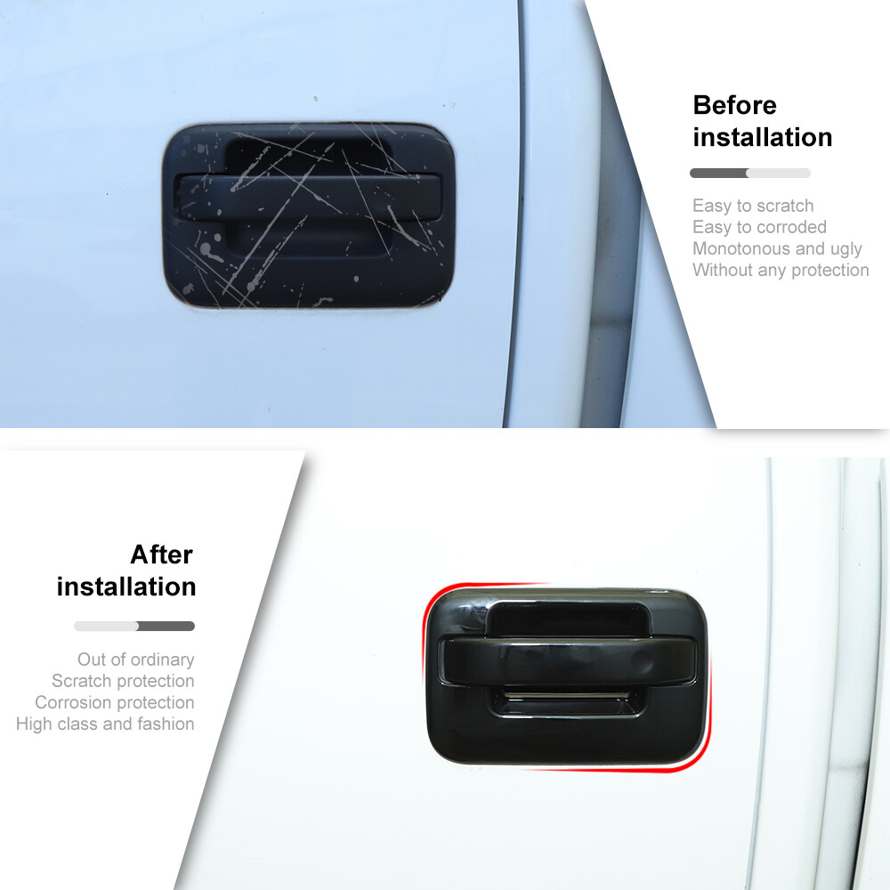 Exterior Side + Tail Door Handle Bowl Decor Cover Trim For 09-14 Ford F150 Black