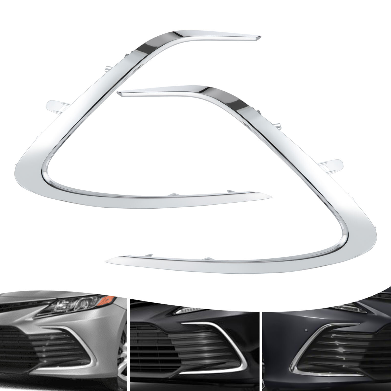 For 2021-2023 Toyota Camry XLE LE Left Right Front Bumper Side Chrome Trims Set