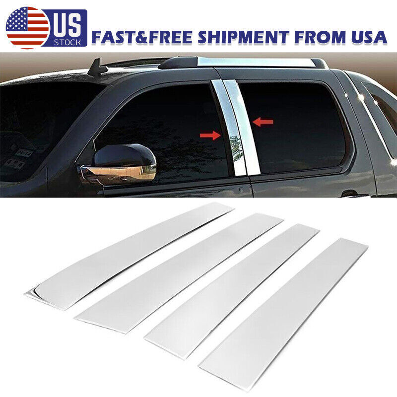 For 2007-2014 Cadillac Escalade/ESV/EXT SUV 4PC Sliver Pillar Posts Door Trim US