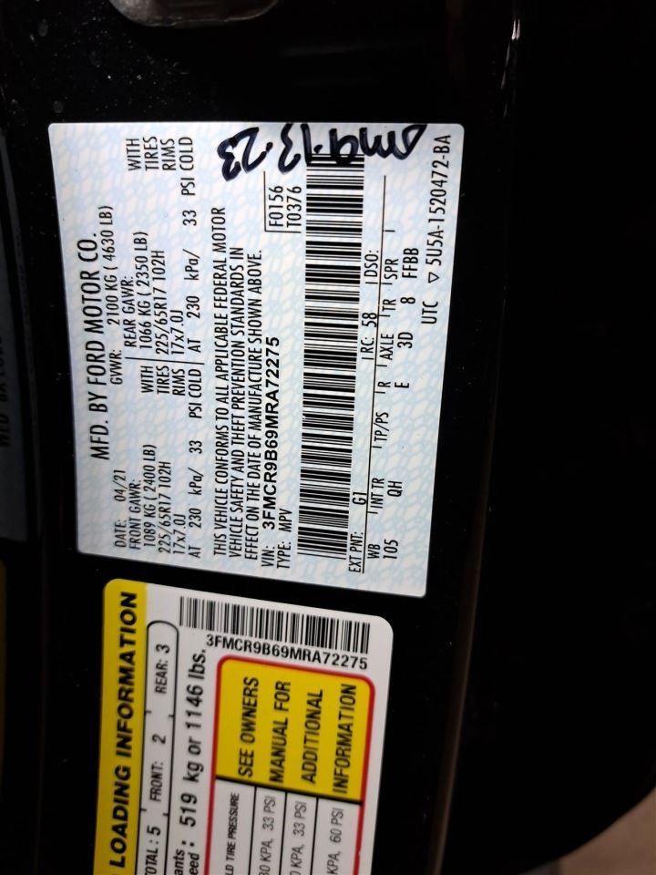2021 Bronco Sport Fuel Filler Door Sku#4351231