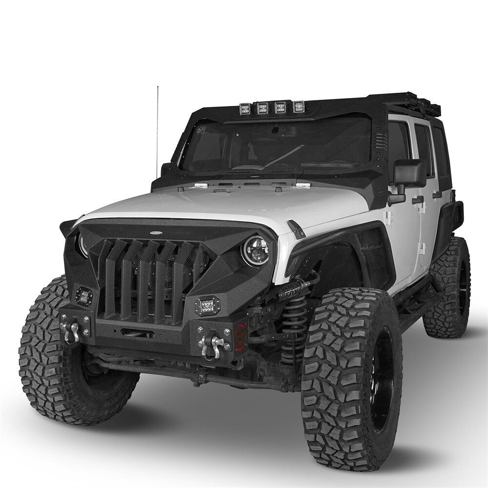 Windshield Frame Cover Visor/Cowl Combo w/ LED Lights for 07-18 Jeep Wrangler JK