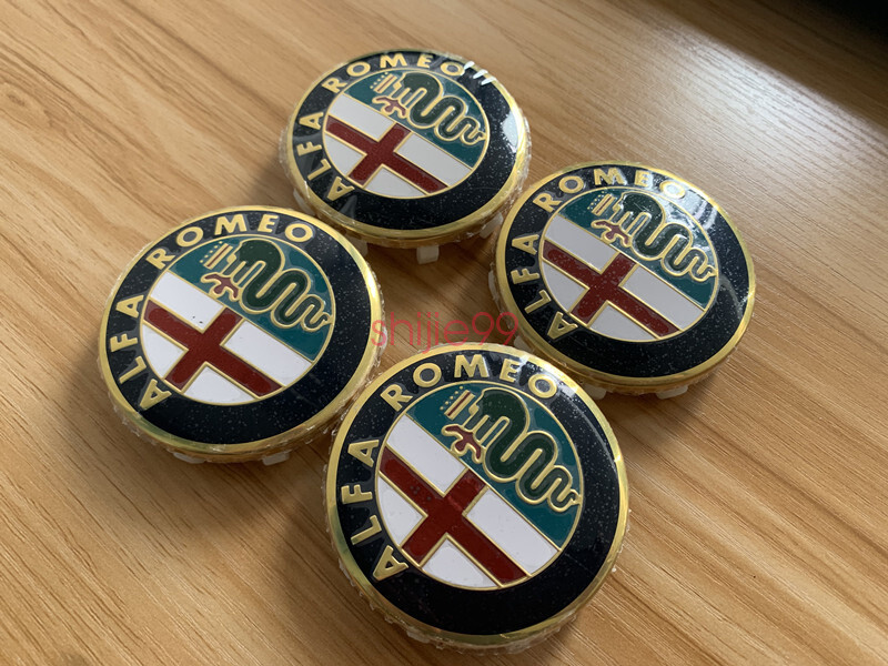 4x 60mm Alfa Romeo Alloy Wheel Centre Cap Golden Set Decal Emblem Badge Logo
