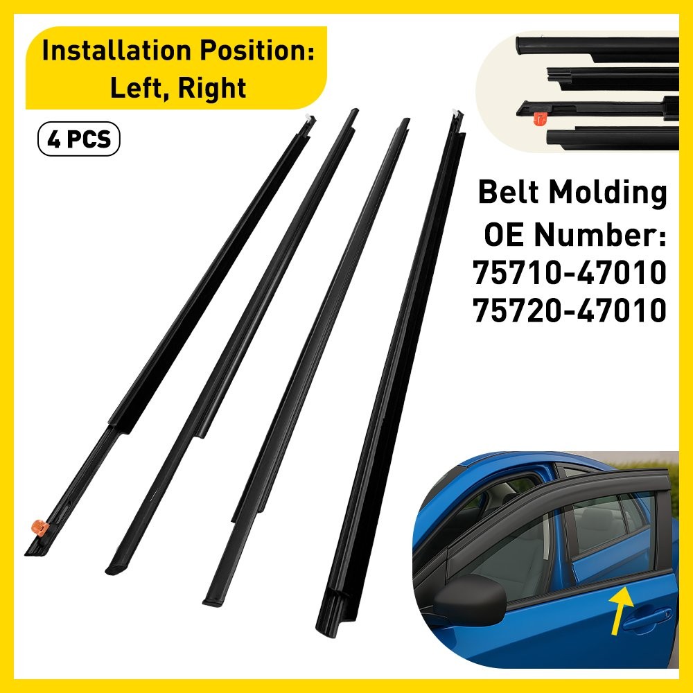 Door Window Moulding Weatherstrip Trim Seal Belt Fit 2004-09 Toyota Prius4-20x