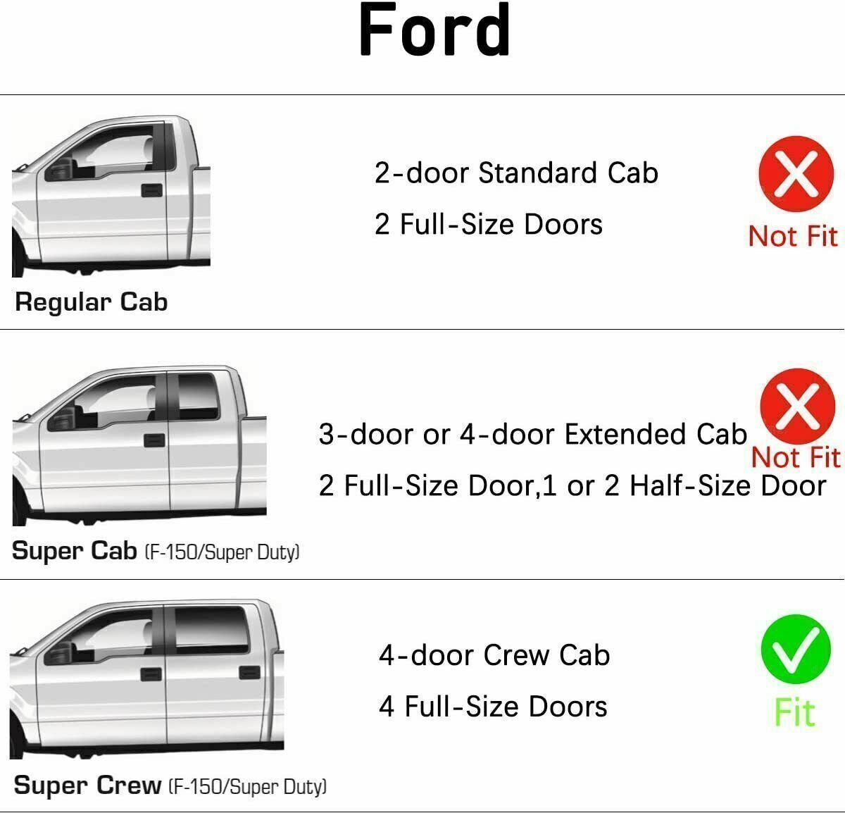 In-Channel Window Vent Visor Sun Rain Guards For 2009-2014 Ford F-150 Super Crew
