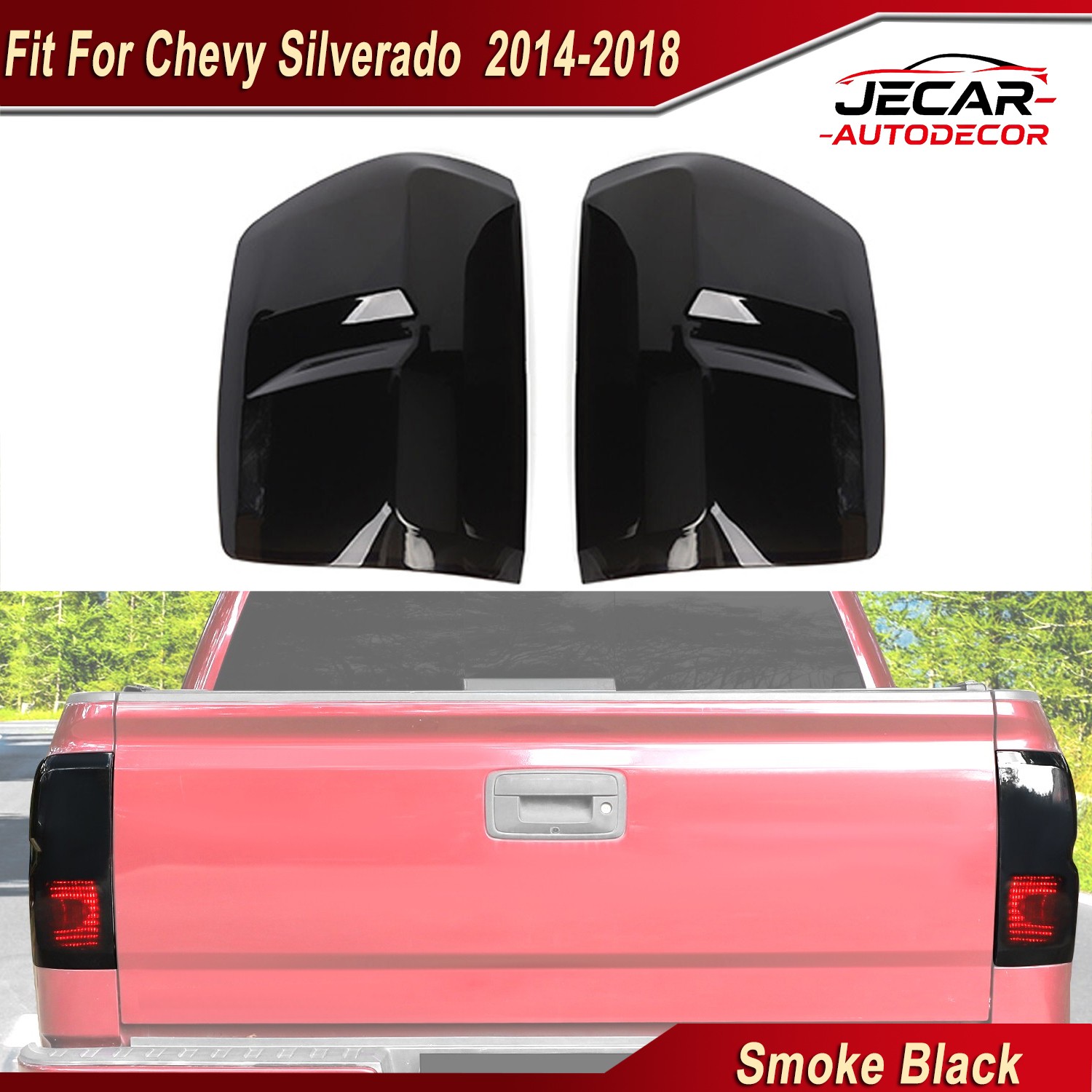 Rear Tail Light Lamp Cover Trim For Chevy Silverado 1500 2014-2018 Accessories