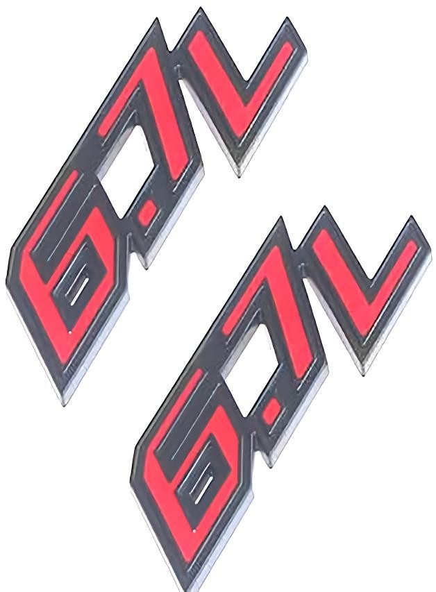 Pair Set 6.7L Emblems 3D Badge Turbo Side Stickers Nameplate Logo Red Black