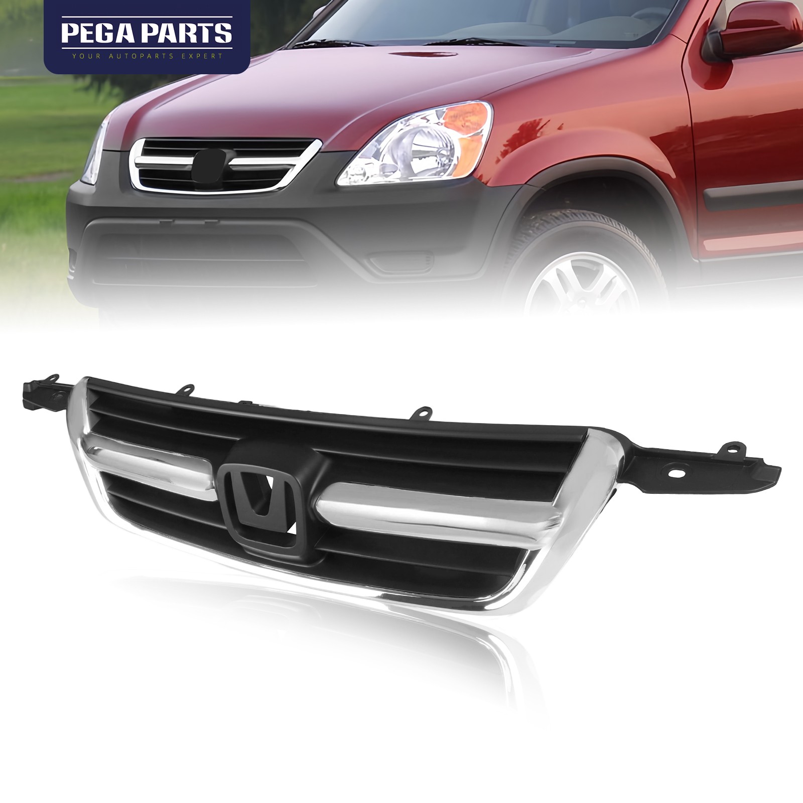 Front Bumper Grille Grille Assembly w/Chrome Trim For 2002-2004 Honda CR-V CRV
