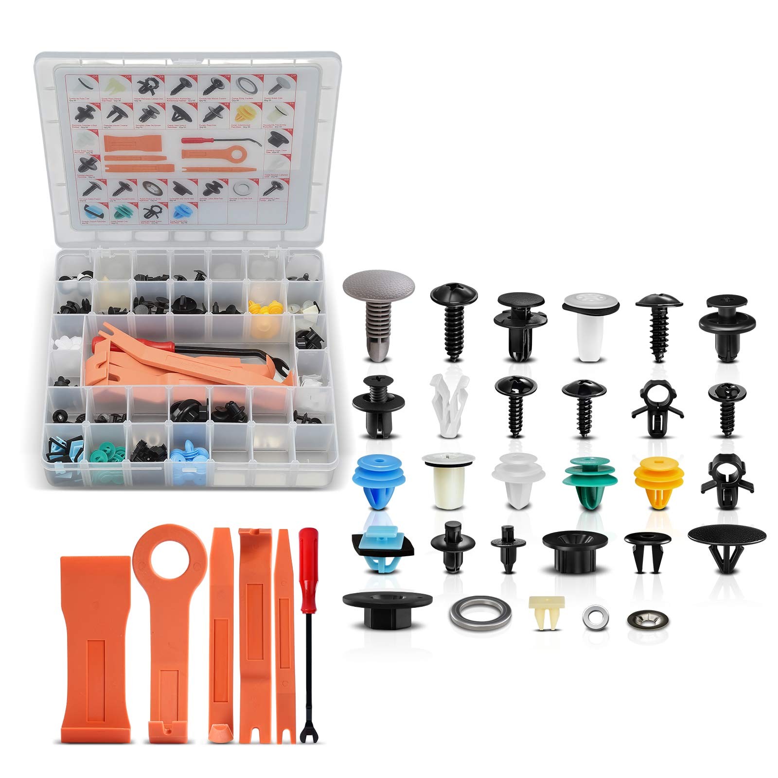290pcs New Washer-Plain Push-Type Screw Retainer Clips Kits for Hyundai Elantra
