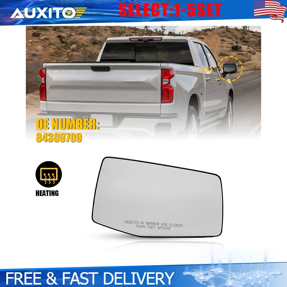 For Chevrolet Silverado 1500 19-23 GMC Sierra Heated Right Mirror Glass 1-5X