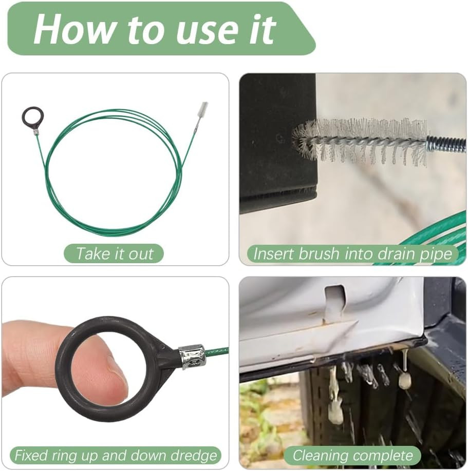 1-3× Auto Sunroof Drain Cleaning Tool Flexible Tube Cleaning Brush Access 10Ft