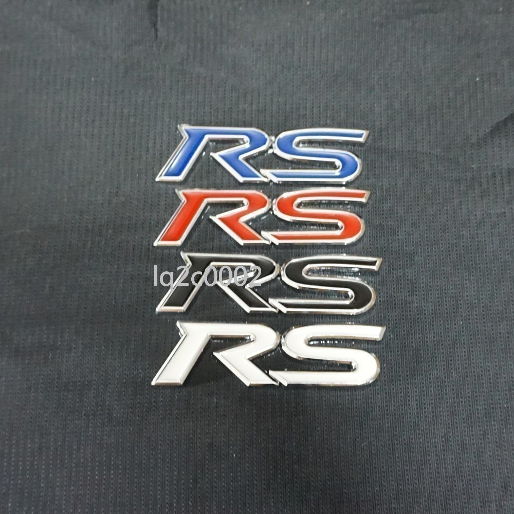 1x Chrome Blue Silver RS Metal Badge Sticker Emblem Decal Sports Racing Motor GT