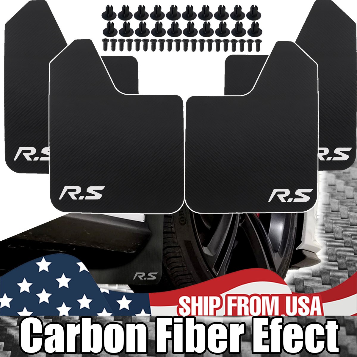 4 Universal Mud Flaps for Car Pickup Van Truck Mudflaps Splash Guards Mudguards
