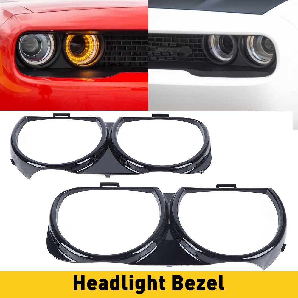 Front Headlight Bezel Lamp Trim Left Right & for 2015-20 Dodge Challenger
