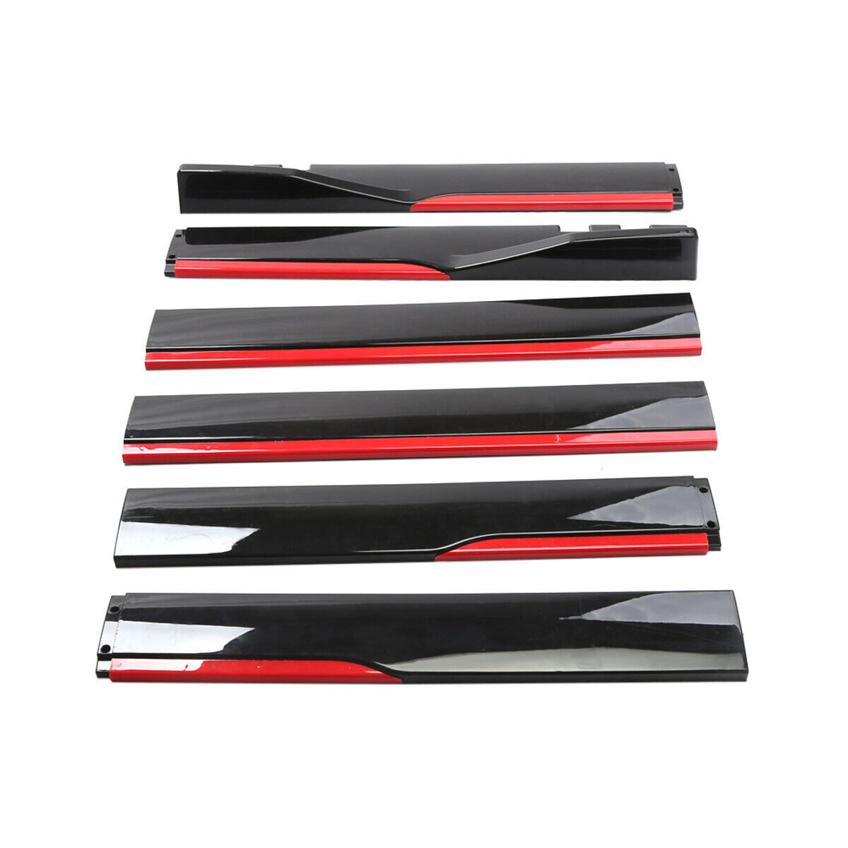 2.2m Car Side Skirts Winglet Extensions Splitters Lip Body Kit Glossy Black+Red