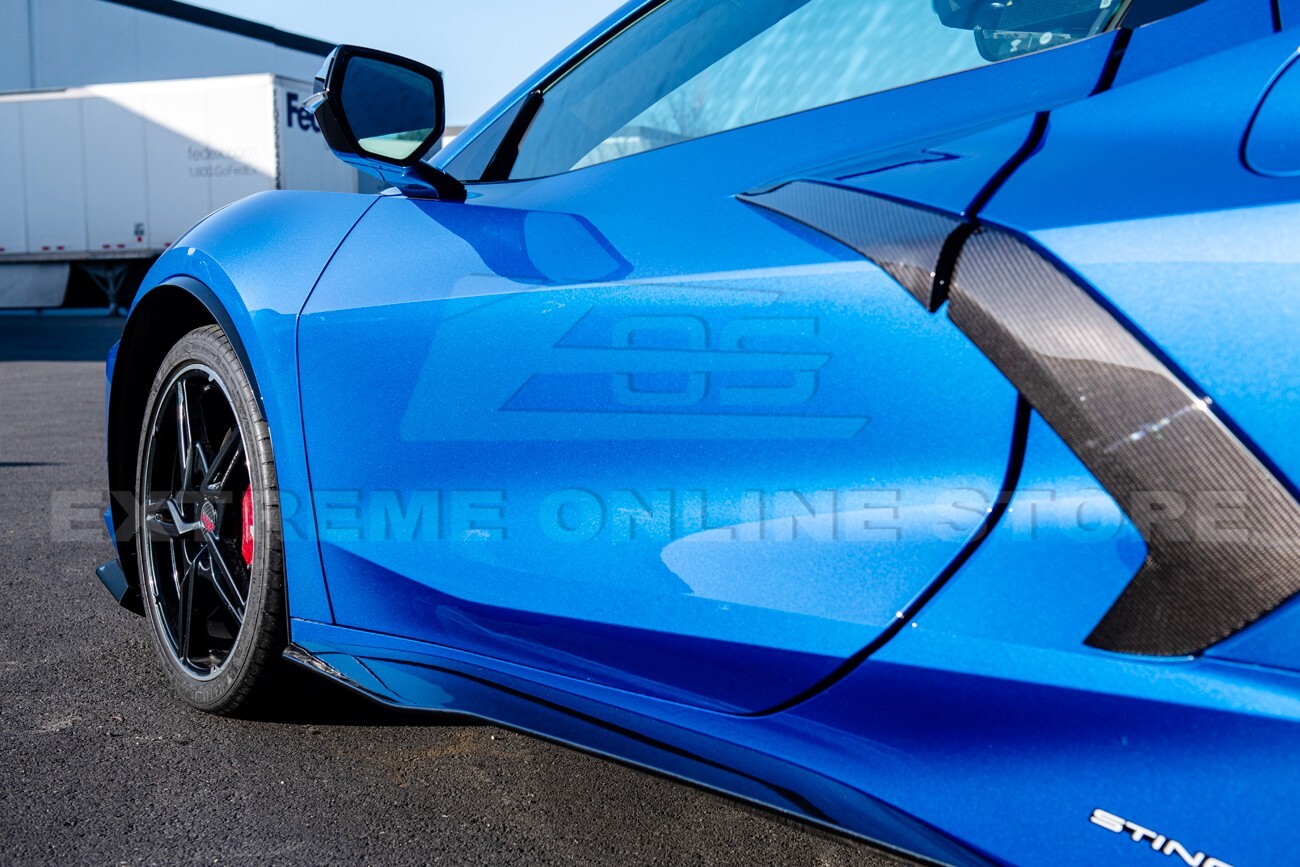 For 20-Up Corvette C8 | Z06 Style CARBON FLASH METALLIC Side Skirts Rocker Panel