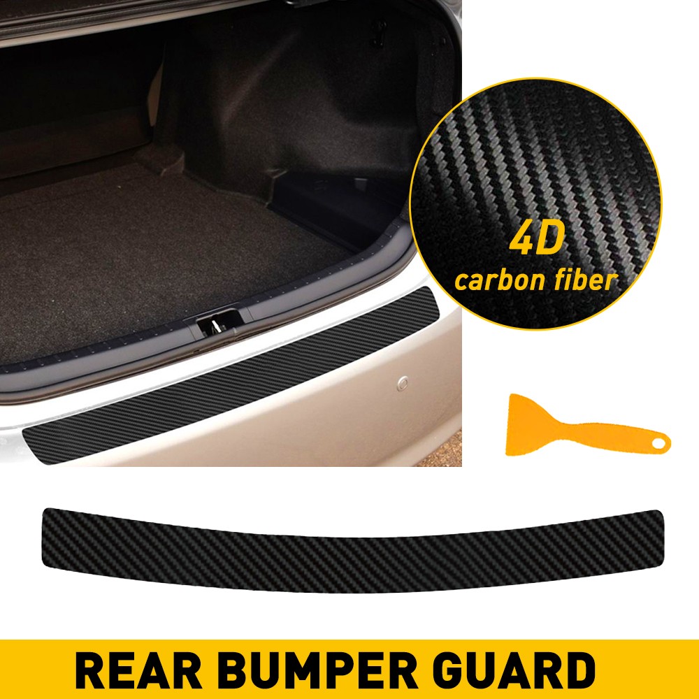 Rear Bumper Guard Sill Plate Trunk Protector Cover Sticker Carbon Fiber Style