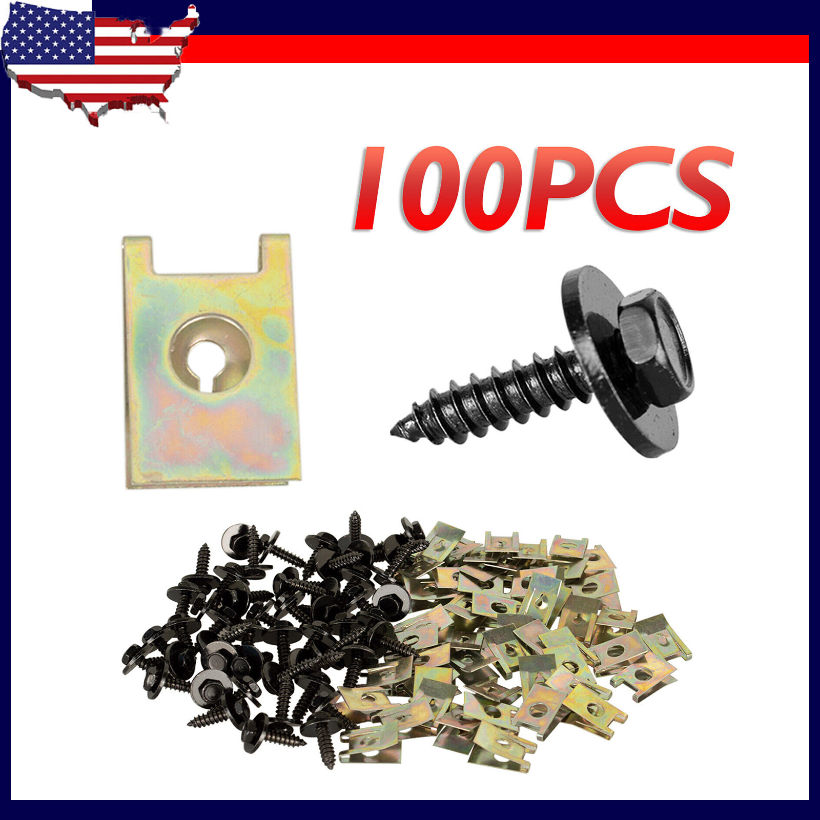 100× For BMW Car Screw Body Fender Bumper Retainer U Nut Clips Gasket Fastener