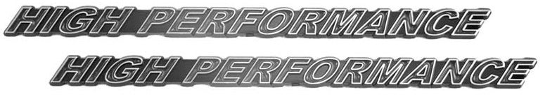 Chrome & Black High Performance Engine Emblems Badges Logos – 7″ Long Pair