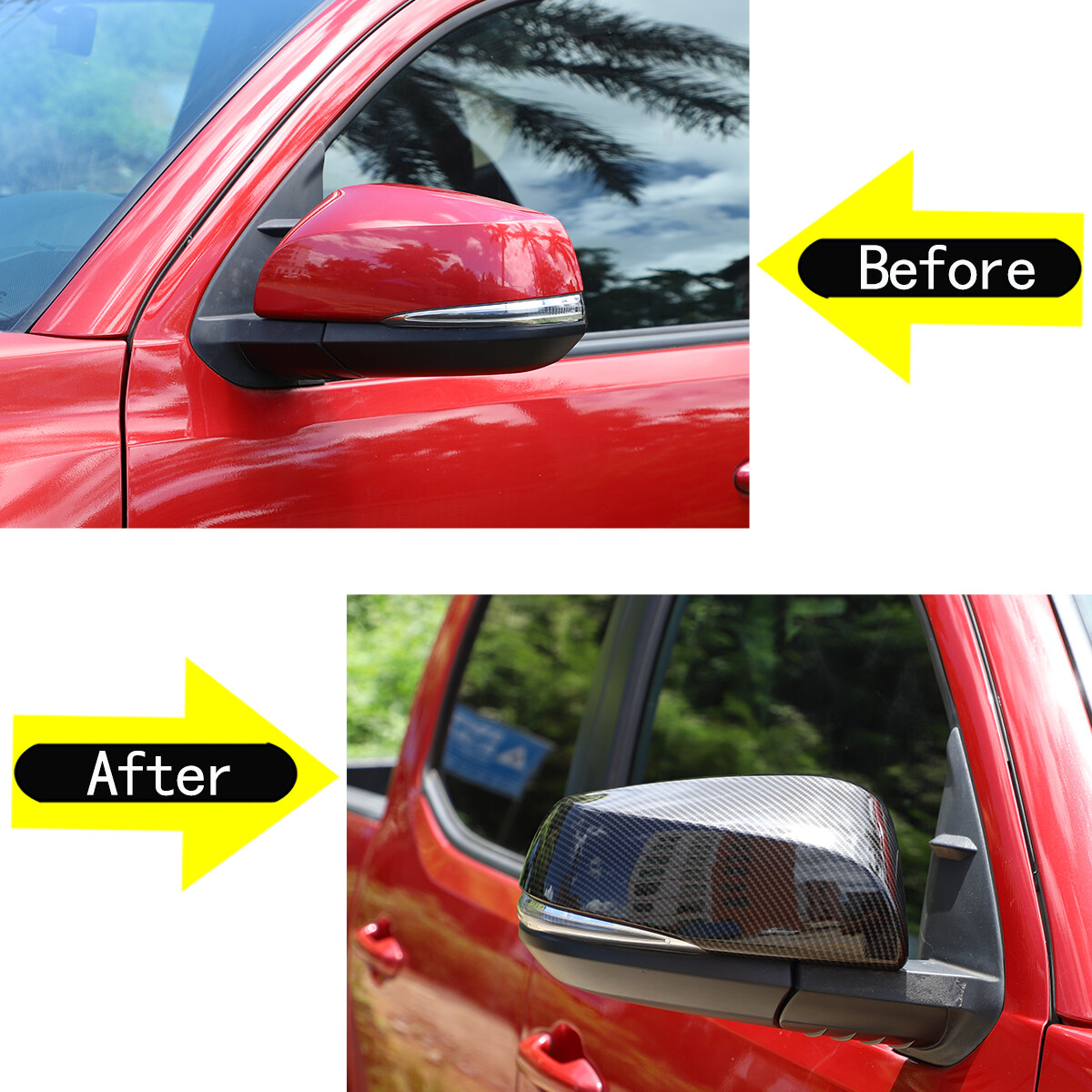 Carbon Fiber ABS For 16-23 Toyota Tacoma Side Mirror + Door Handle Covers Trims