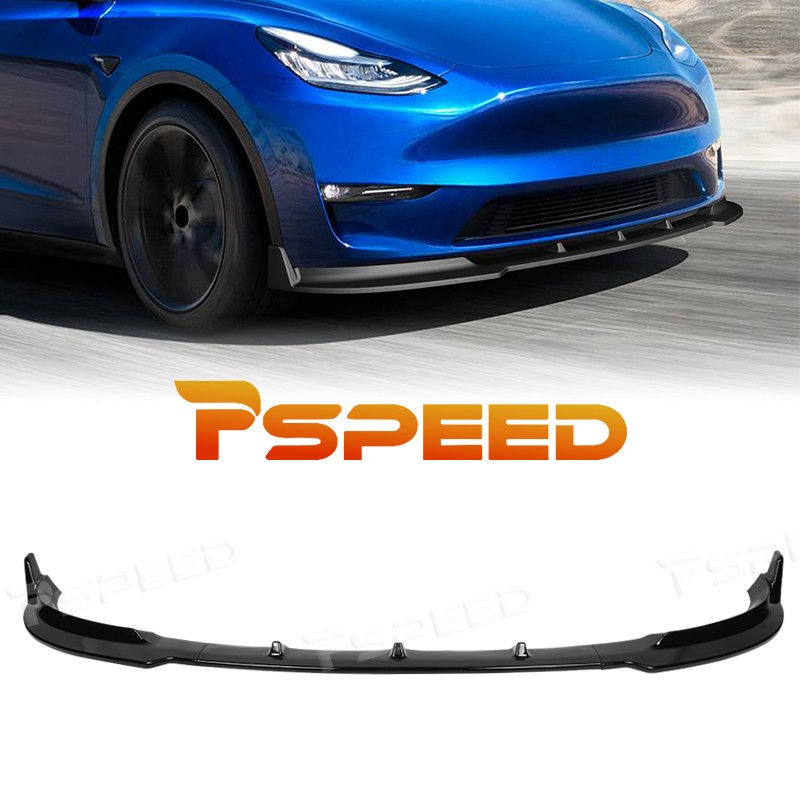Gloss Black Front Bumper Spoiler Lip Trim For Tesla Model Y STP-Style 2020-2025