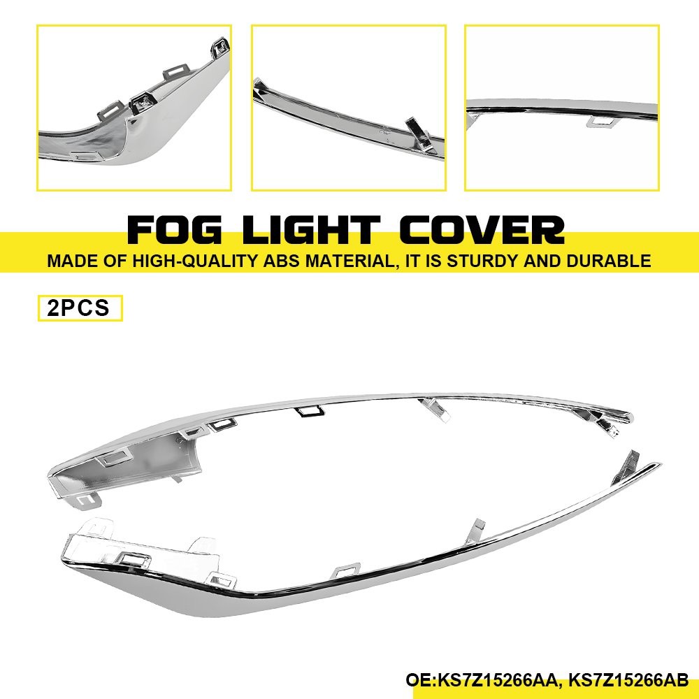 Pair LH RH Front Fog Light Lamp Strip Trim Fit For Ford Fusion 2019 2020 Chrome