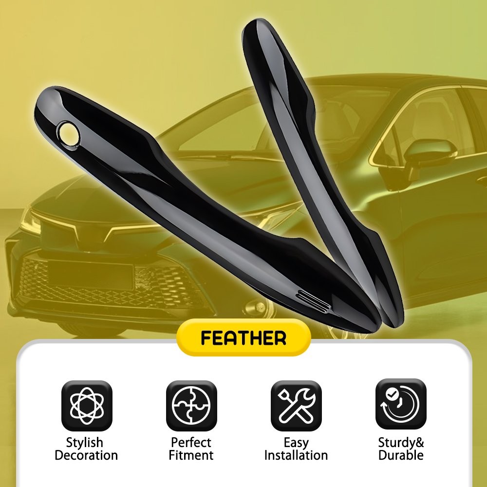 Gloss Black Exterior Door Handle Covers Snap-on For Toyota Camry 2018 2019-2025